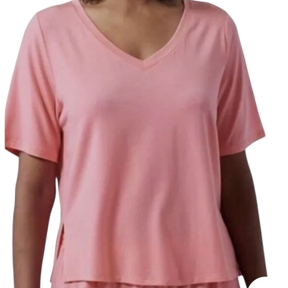 Athleta | Women's Pink Nighttime Bliss Sleep V-Neck Tee (Size XL)